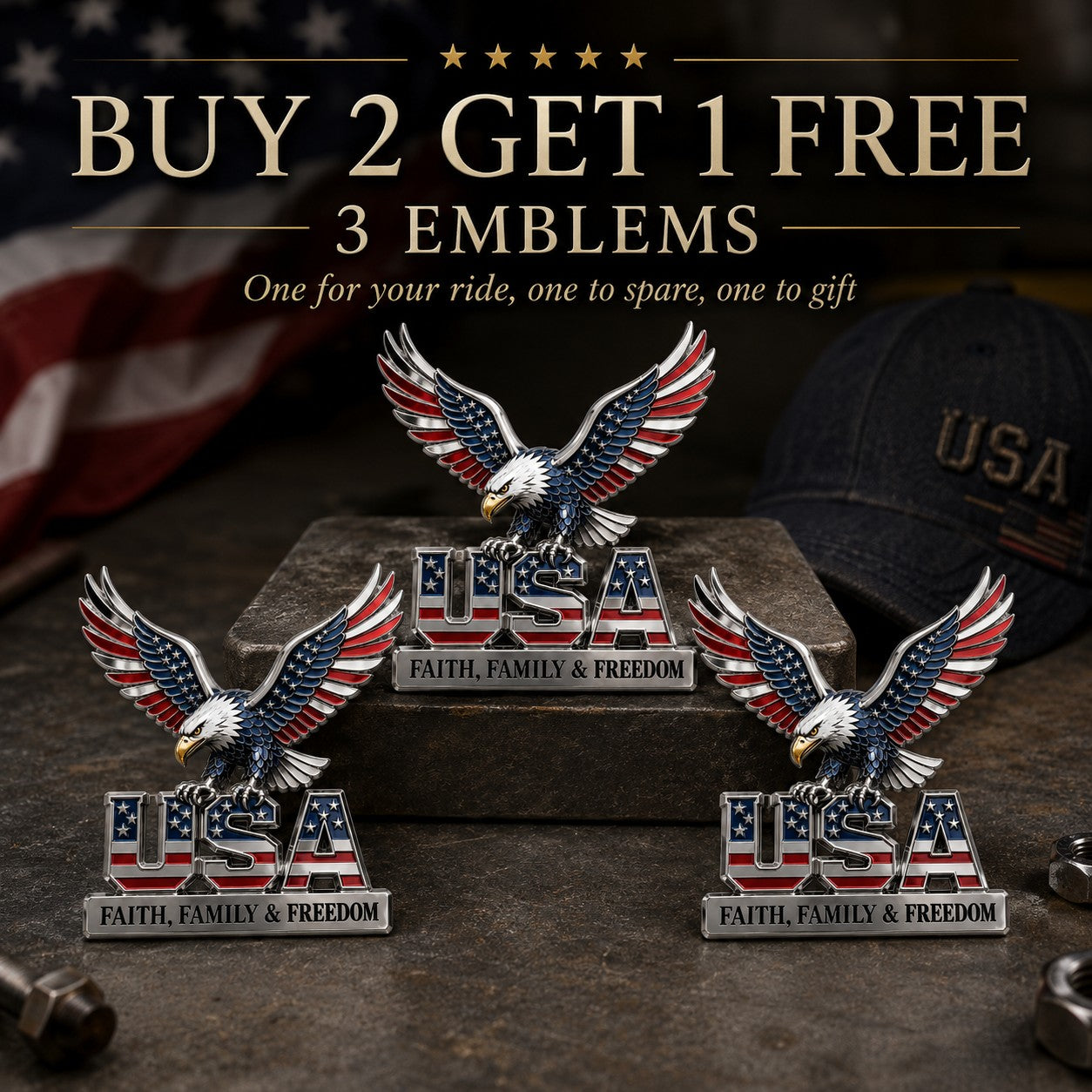 HonorWing – Patriotic USA Metal Emblem