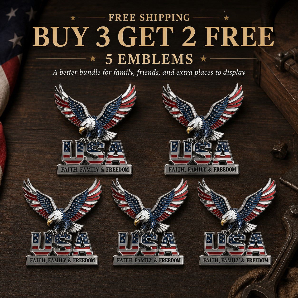 HonorWing – Patriotic USA Metal Emblem