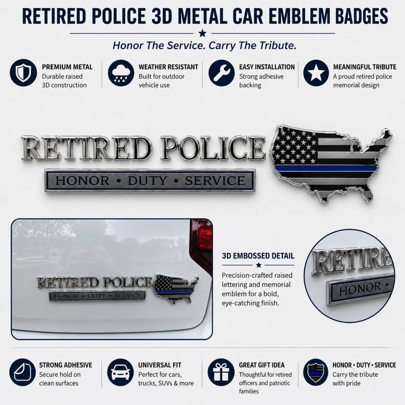 BlueShield – Retired Police Metal Car Emblem