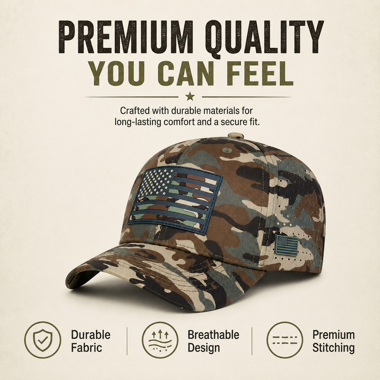 LibertyPeak - Vintage USA Flag Camo Cap
