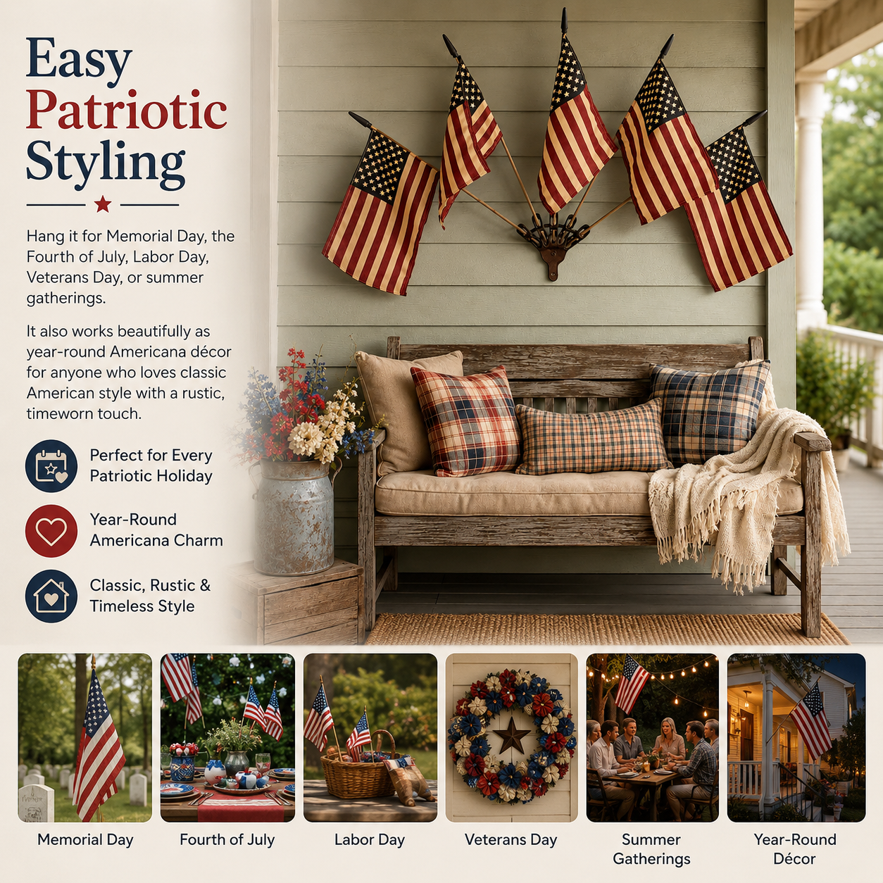 HeritageForge – Rustic Flag Cast Iron Wall Display