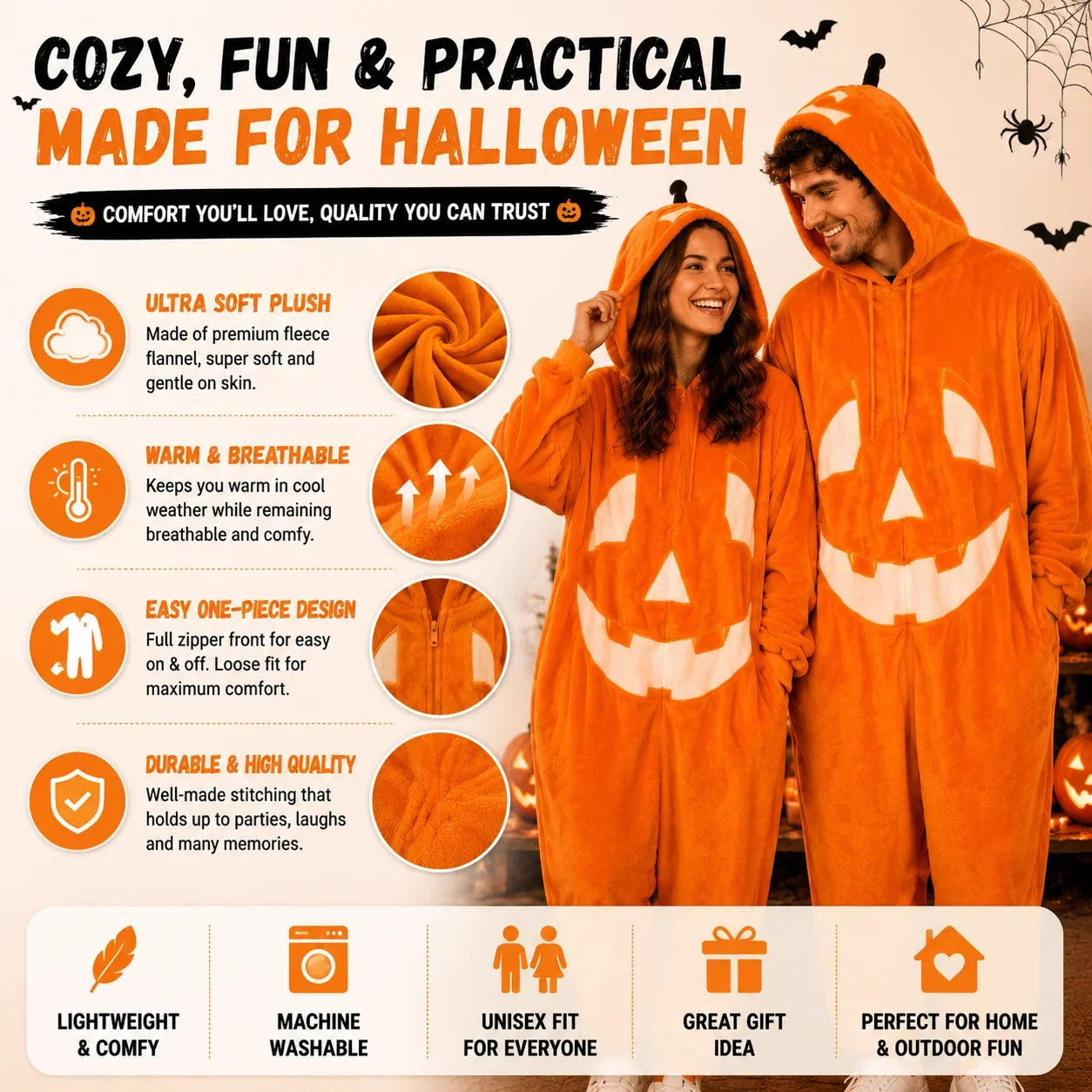 CozyPumpkin – Halloween Plush Onesie