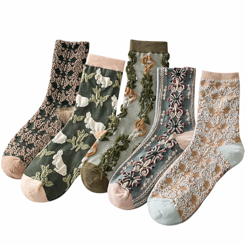 LumeFlora – Soft Cotton Embroidered Flower Socks