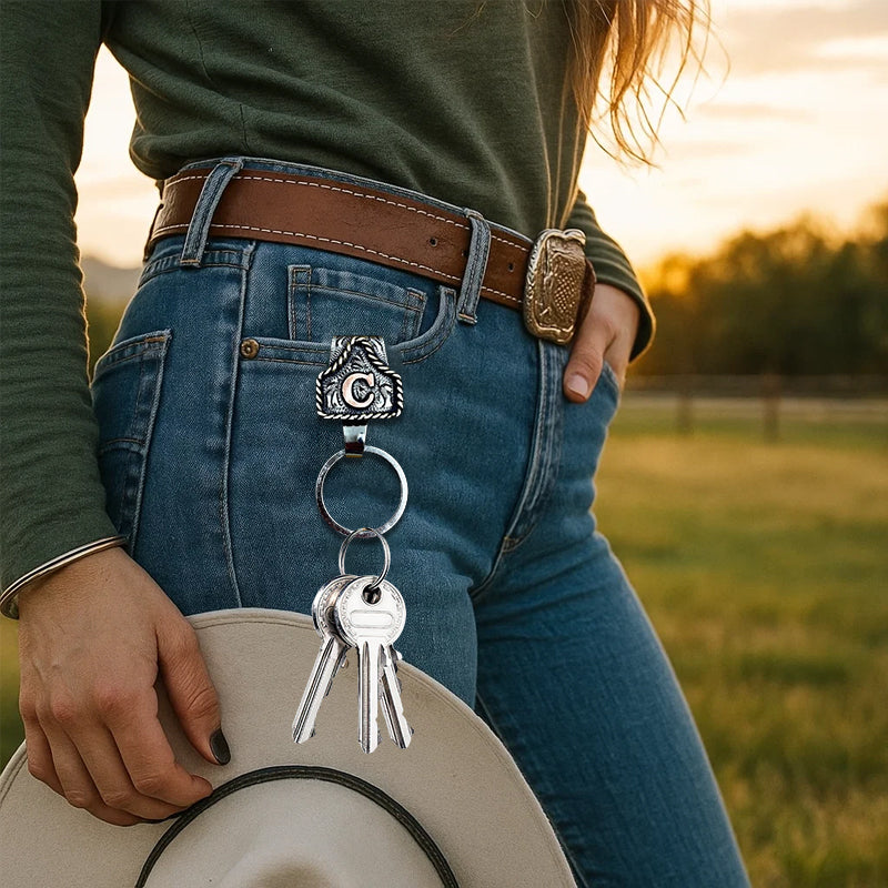 RodeoKey – Western Initial Key Clip