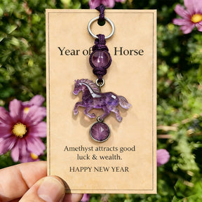 EquiGem – Amethyst Crystal Horse Pendant Keychain