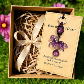 EquiGem – Amethyst Crystal Horse Pendant Keychain