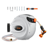Retractable Garden Hose Reel with 9-Pattern Nozzle & 180° Swivel Bracket
