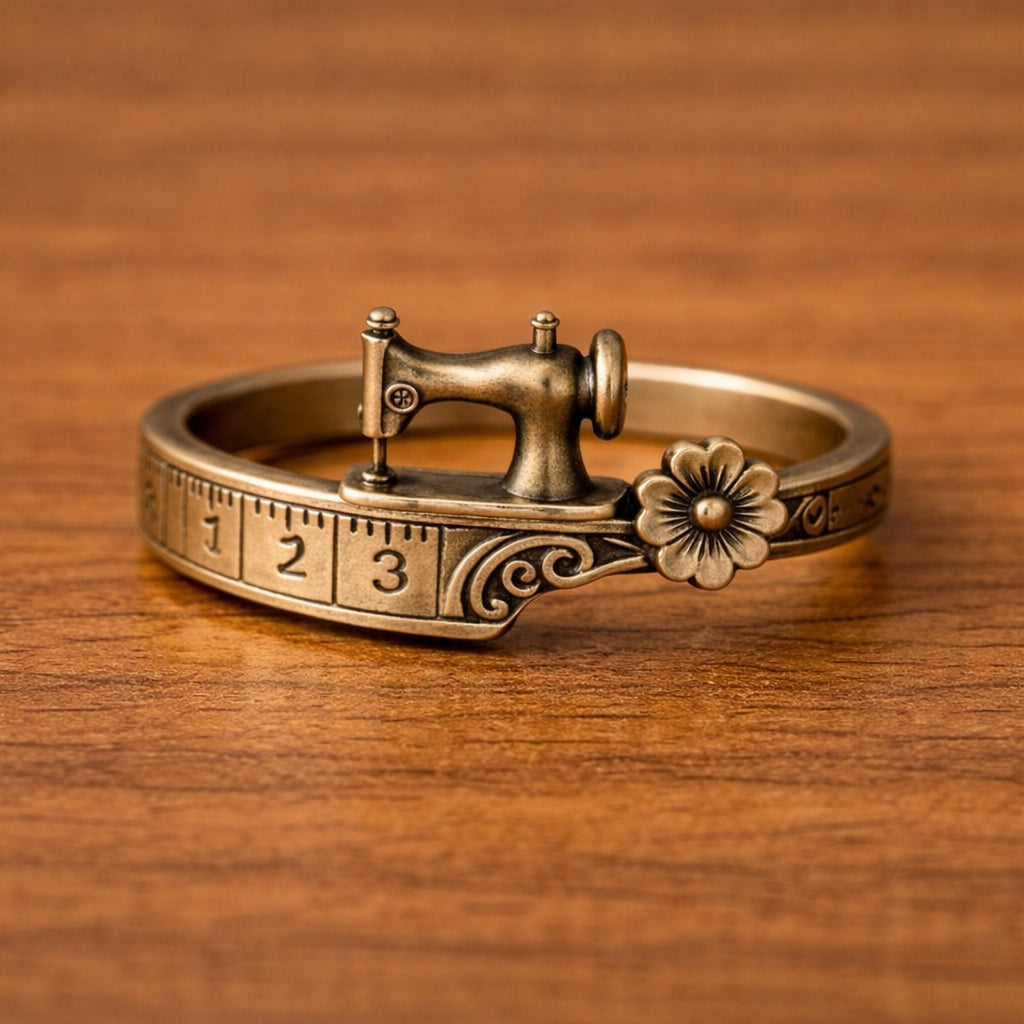 AuraSew – Sewing Machine Bracelet & Ring Set
