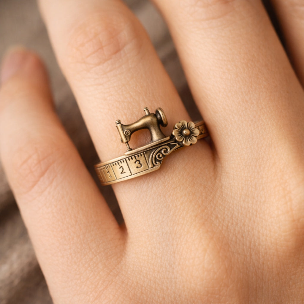 AuraSew – Sewing Machine Bracelet & Ring Set