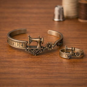 AuraSew – Sewing Machine Bracelet & Ring Set