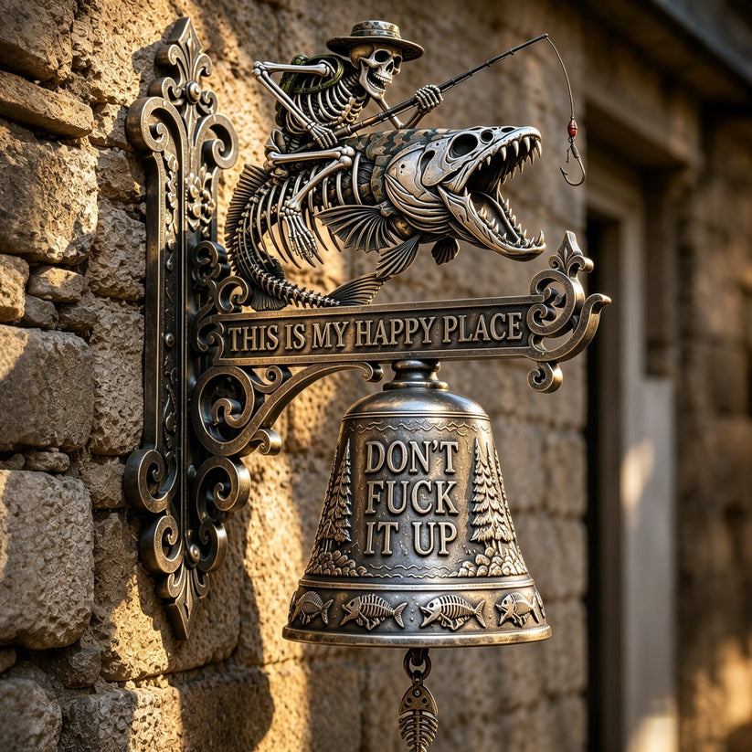 RusticTide – Metal Skeleton Fisherman Wall Bell