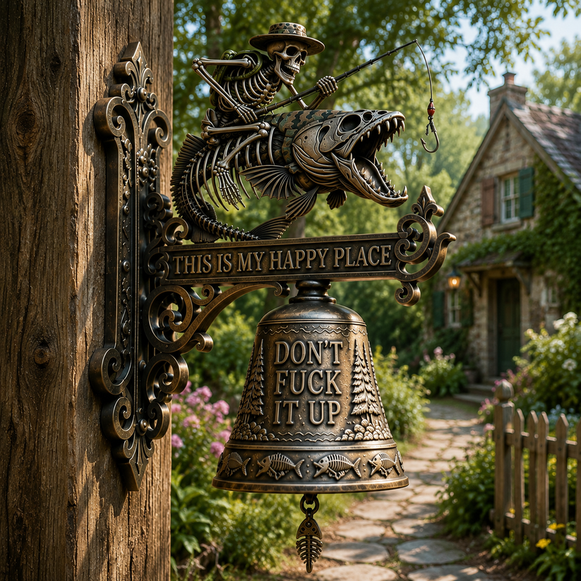 RusticTide – Metal Skeleton Fisherman Wall Bell