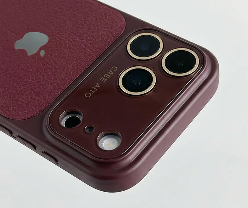 LuxeLens – Crystal Camera Lens Leather Phone Case