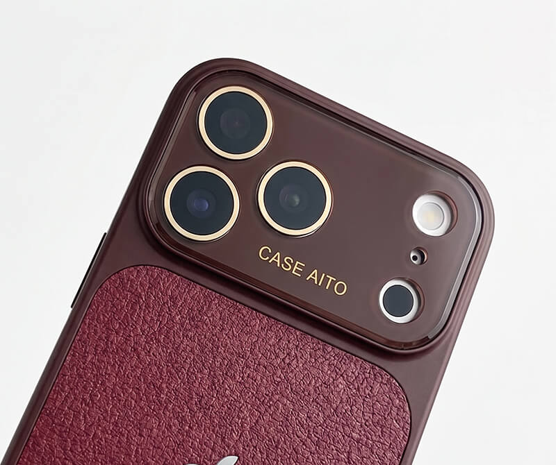 LuxeLens – Crystal Camera Lens Leather Phone Case