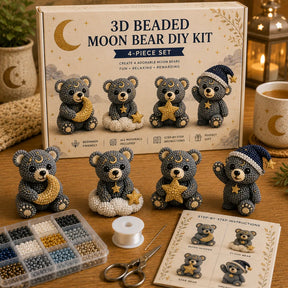 BearCraft - 3D Beaded Bear DIY Kit (4-Piece Handmade Set)