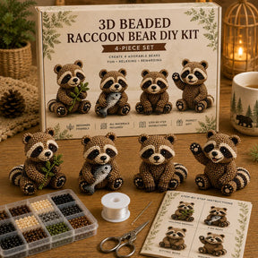 BearCraft - 3D Beaded Bear DIY Kit (4-Piece Handmade Set)