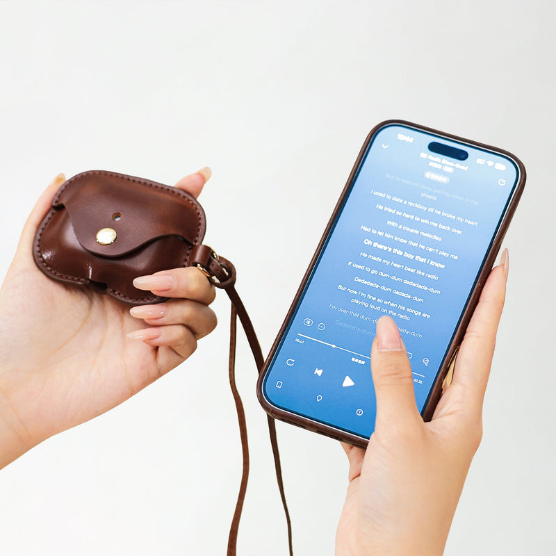 LuxeShield – Premium Genuine Leather AirPods Protective Case
