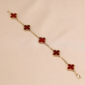 AuraLeaf – Lucky Carnelian Clover Bracelet