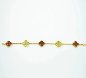 AuraLeaf – Lucky Carnelian Clover Bracelet