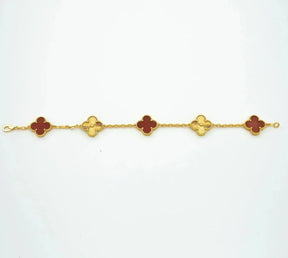 AuraLeaf – Lucky Carnelian Clover Bracelet