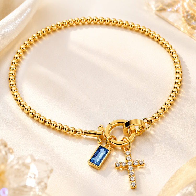 CelestiaFaith – Gold Cross Bracelet
