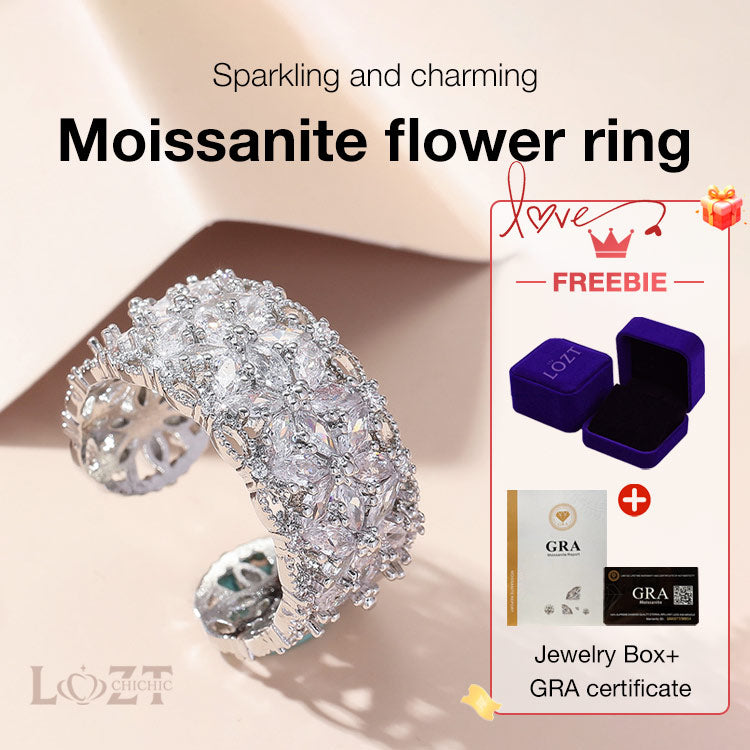 BloomVera – Certified Moissanite Flower Statement Ring