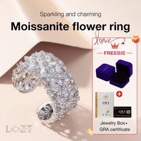 BloomVera – Certified Moissanite Flower Statement Ring