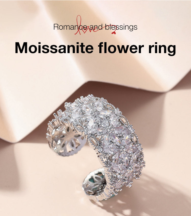 BloomVera – Certified Moissanite Flower Statement Ring