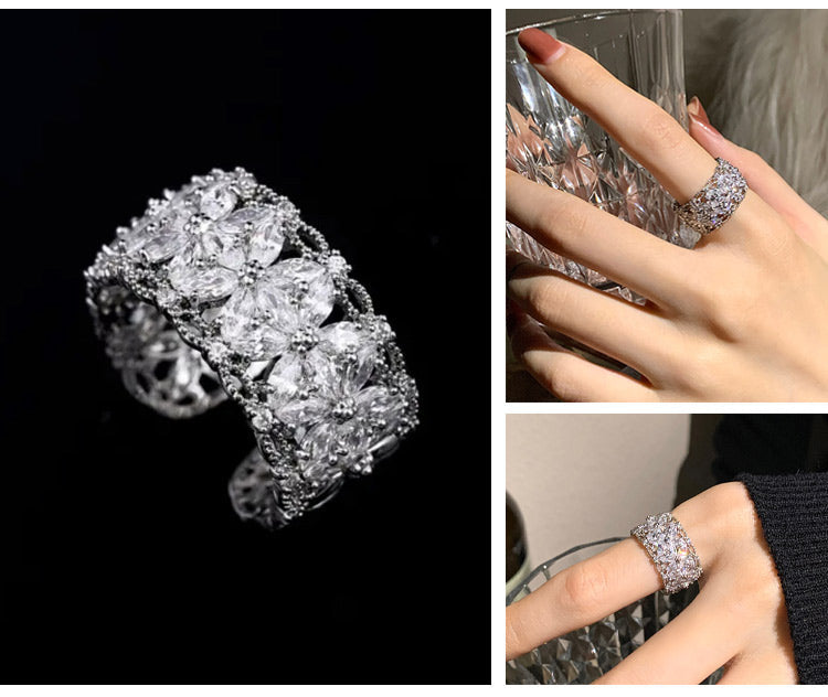 BloomVera – Certified Moissanite Flower Statement Ring