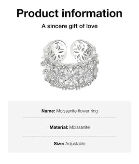 BloomVera – Certified Moissanite Flower Statement Ring