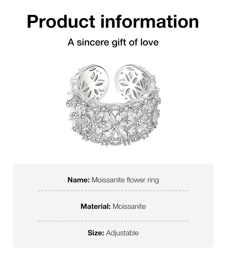 BloomVera – Certified Moissanite Flower Statement Ring
