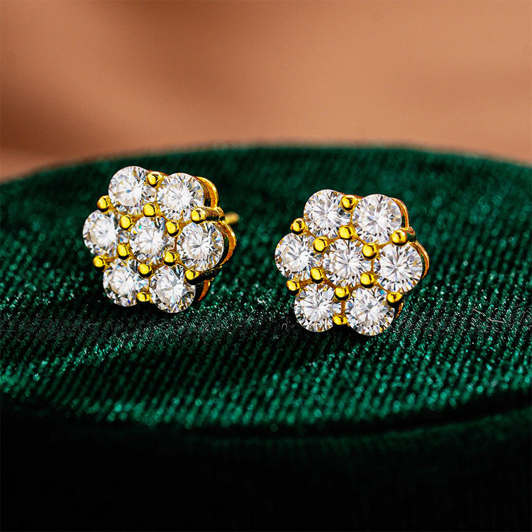 RoselleShine – Floral Moissanite Earrings
