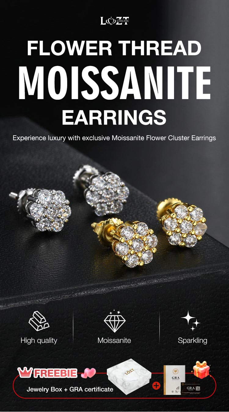 RoselleShine – Floral Moissanite Earrings