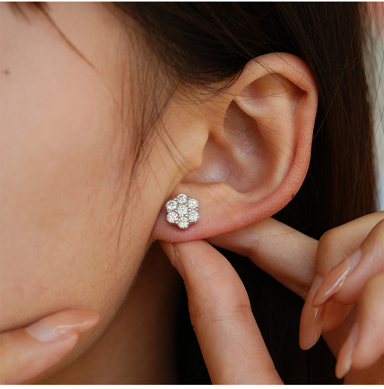 RoselleShine – Floral Moissanite Earrings