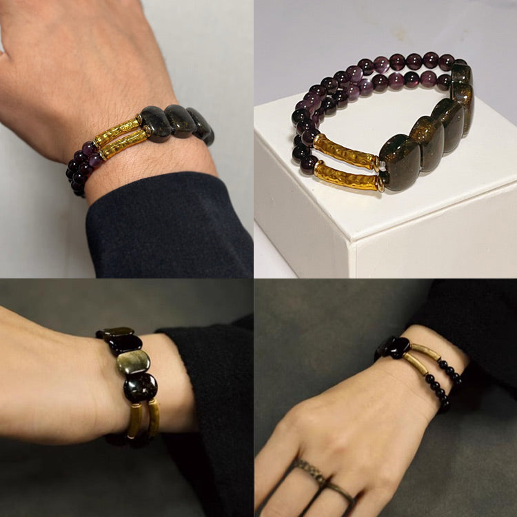 NoirHarmony – Black Obsidian Bracelet