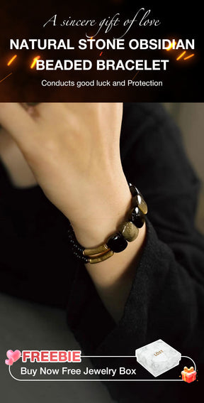 NoirHarmony – Black Obsidian Bracelet