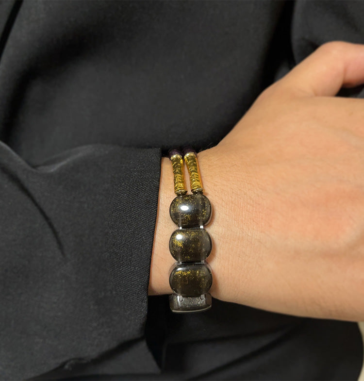 NoirHarmony – Black Obsidian Bracelet