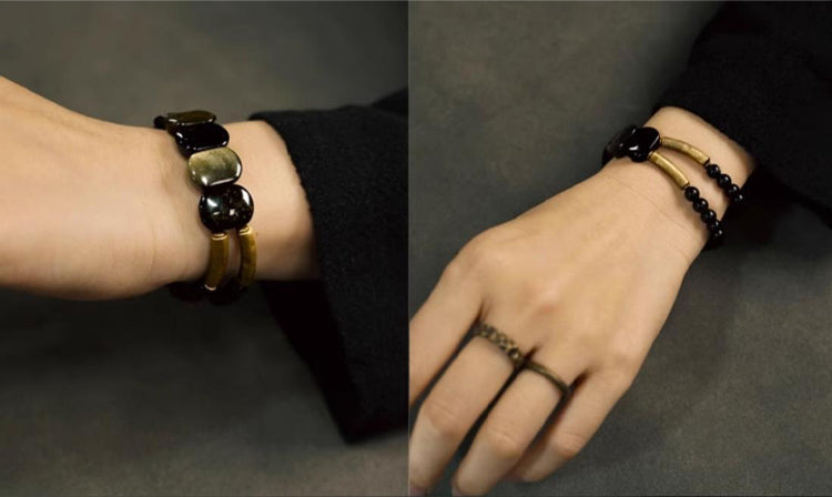 NoirHarmony – Black Obsidian Bracelet