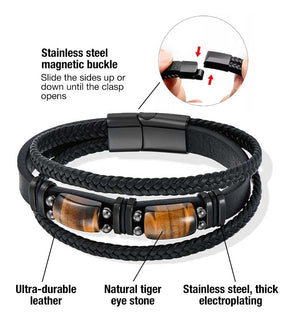 StoneForge – Braided Tiger Eye Leather Bracelet