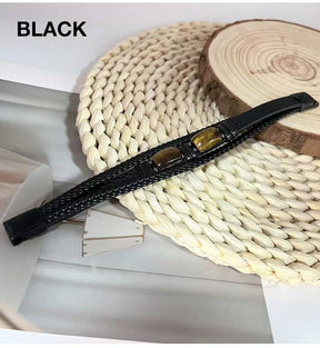 StoneForge – Braided Tiger Eye Leather Bracelet