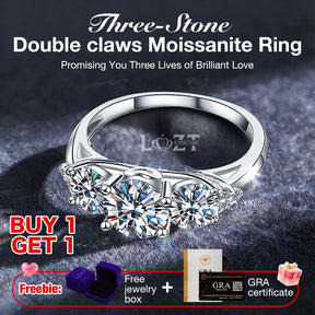 AuraTrio – Three Stone Diamond Look Ring