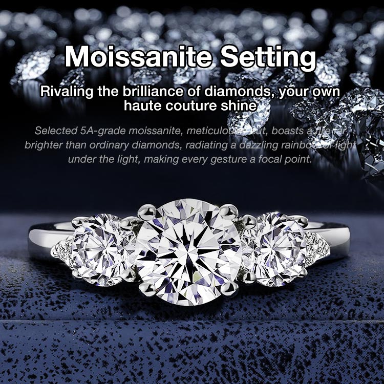 AuraTrio – Three Stone Diamond Look Ring