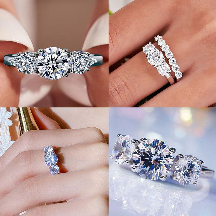 AuraTrio – Three Stone Diamond Look Ring