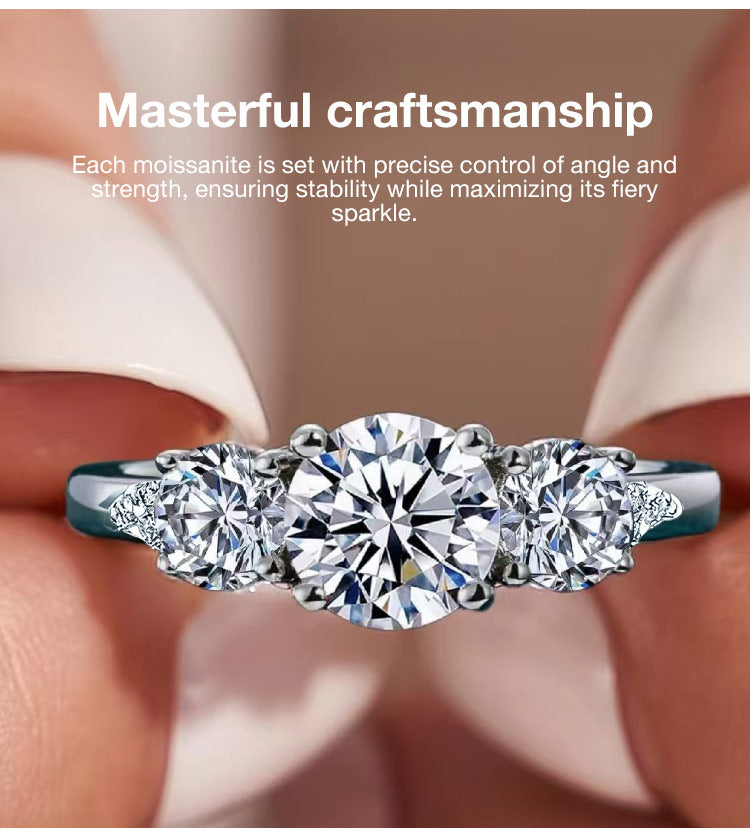 AuraTrio – Three Stone Diamond Look Ring