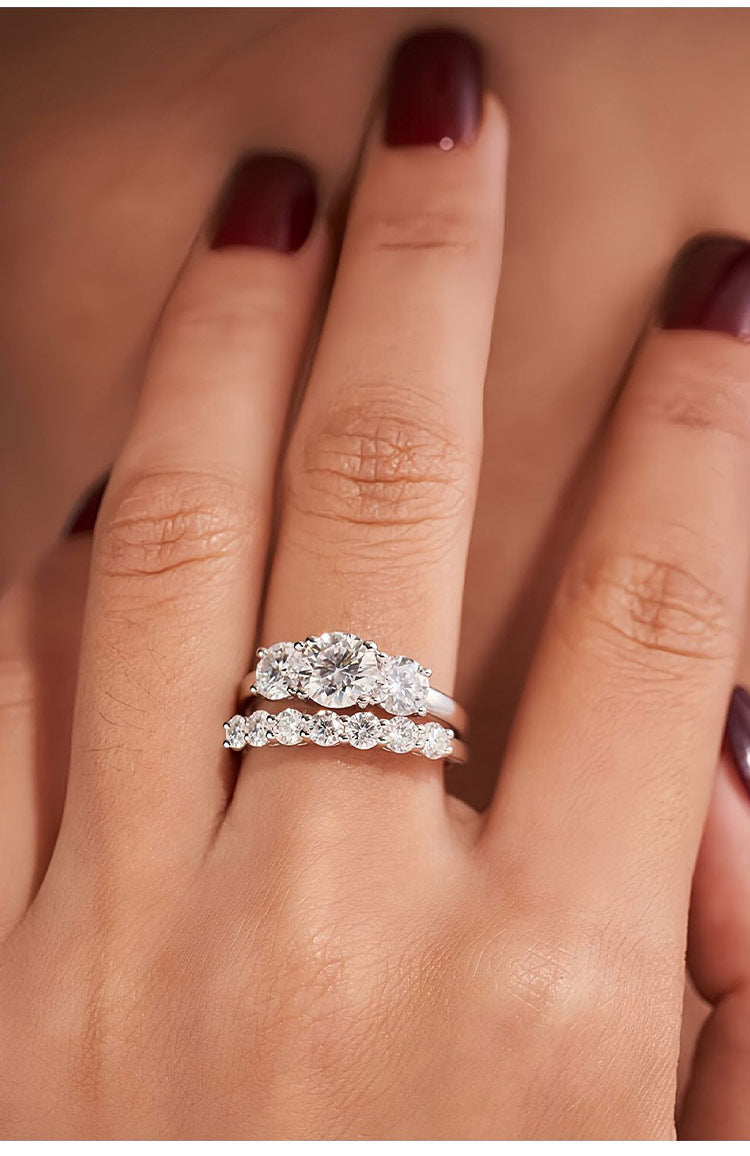 AuraTrio – Three Stone Diamond Look Ring