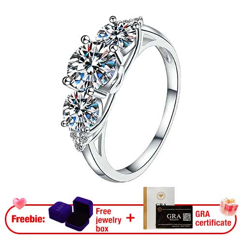 AuraTrio – Three Stone Diamond Look Ring