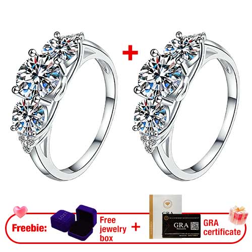 AuraTrio – Three Stone Diamond Look Ring