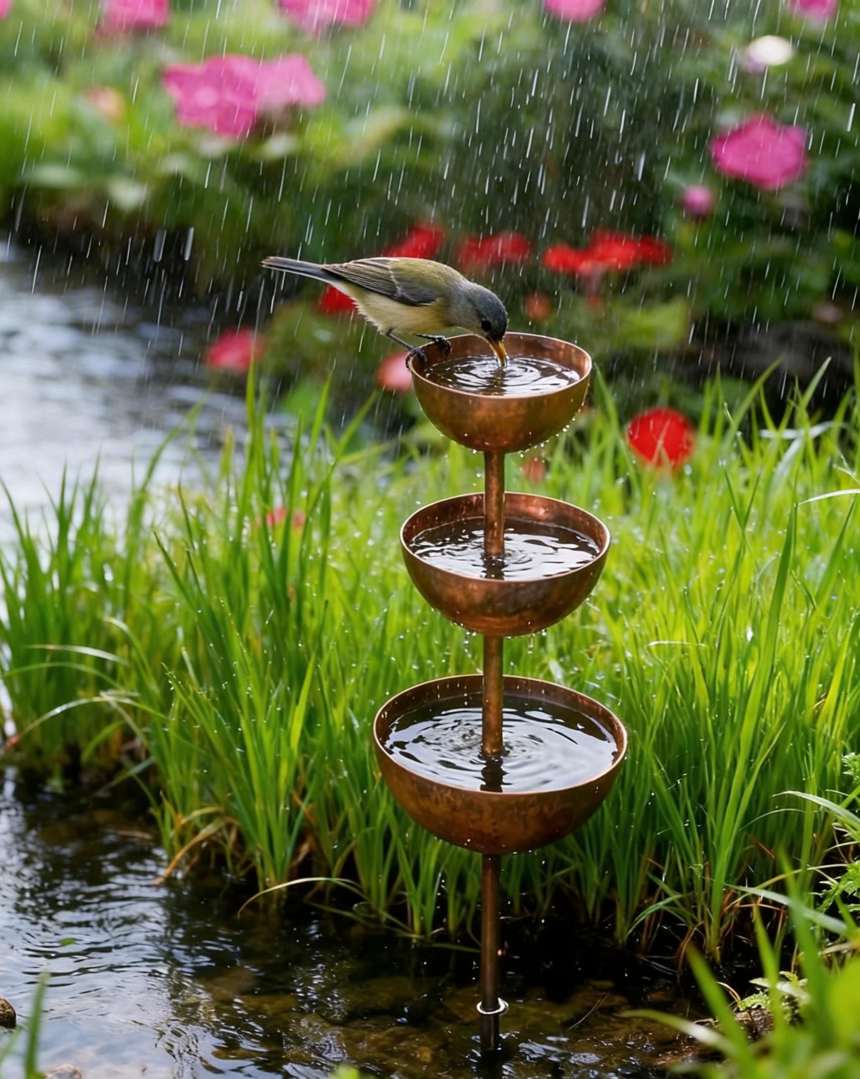 🌧️ Rain Catcher - Plant Support🐦 Metal Garden Ornament