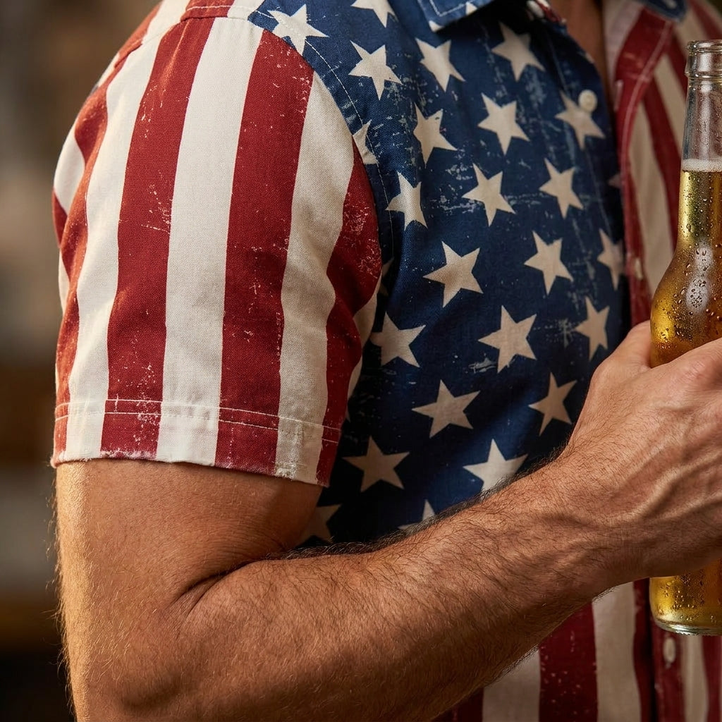 FreedomFlora – American Flag Tropical Shirt