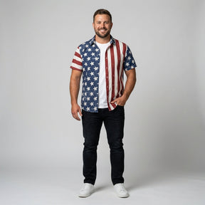 FreedomFlora – American Flag Tropical Shirt